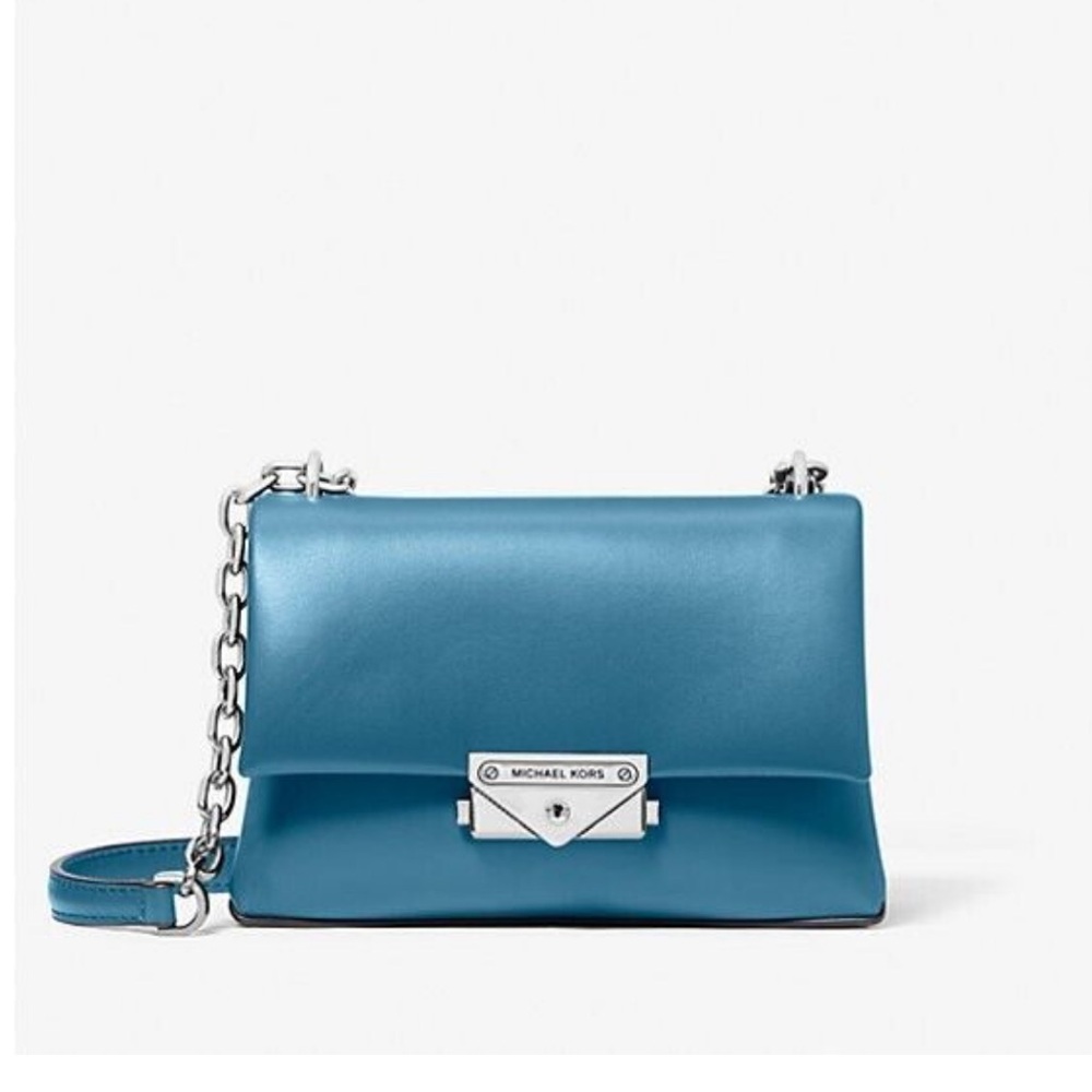 Michael Kors Cece Small Vegan Convertible Flap Crossbody Bag Teal / Blue